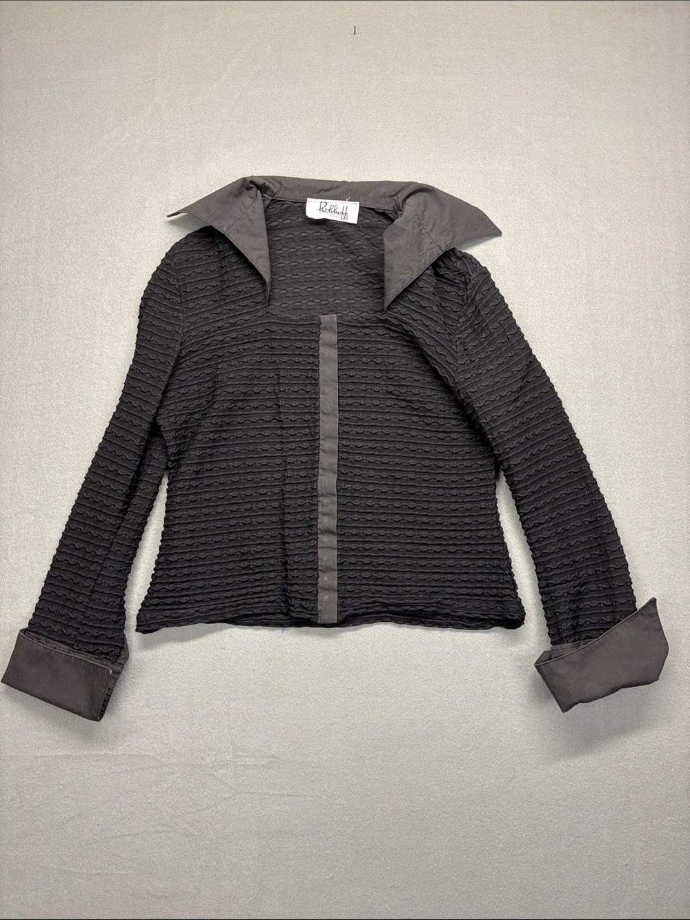 Ribcoff Trends Ribbed Collared Shirt Womens Large